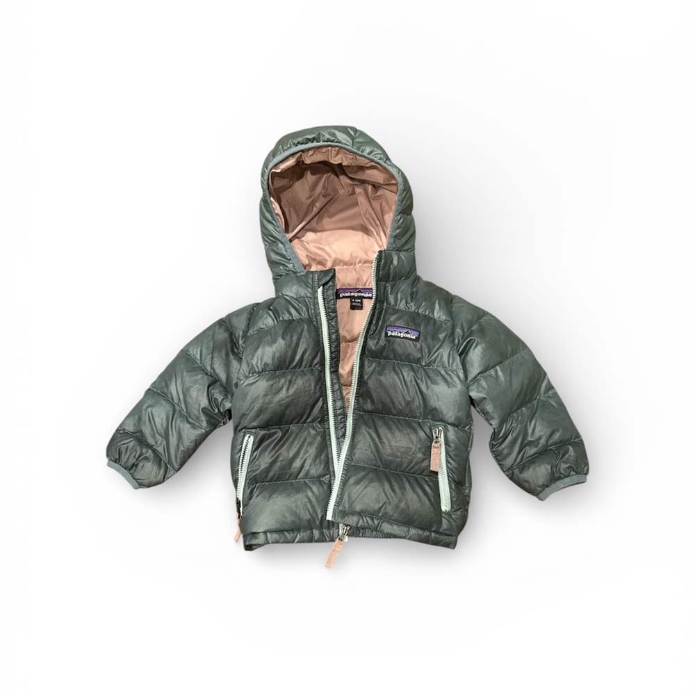 Patagonia Baby Hi Loft Puffer Jacket in Blue/Green size 6-12M